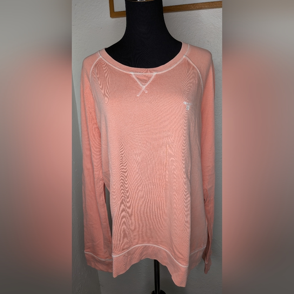NWOT Ladies Gant Peach 100% Cotton Lightweight Sweatshirt Size Large